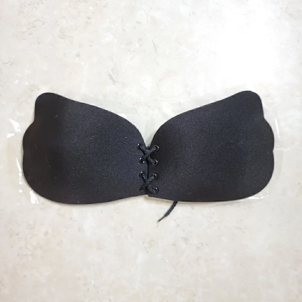 Self Adhesive Bra B Cup Backless Winged Goddess Black